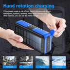 Solar Charger Power Bank 63200mAh, Portable Charger with Dual Outputs & Dual Inputs 4 LEDs Flashlight, Hand Crank Power Bank Fast Charging Battery Pack for Outdoor Camping Survival Gear