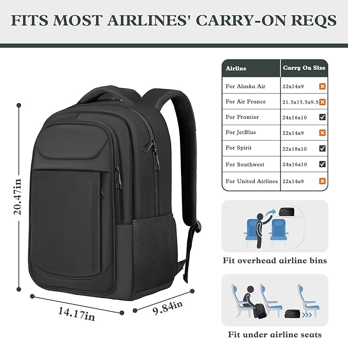 Extra Large Laptop Backpack, 18.4 Inch Travel Backpack, Big Sturdy TSA-Friendly College Computer Bag, Gifts for Men & Women Him Men Women, Black