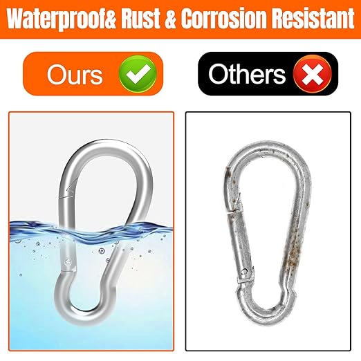 50PCS 3" Carabiner Clip Spring Snap Hook, M8 Heavy Duty Galvanized Steel Spring Snap Hook, Quick Link Keychain Clip for Swing Set Camping Hiking Gym Traveling