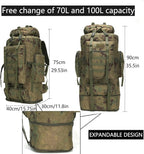 Hiking Backpack for Men 70L/100L Camping Backpack Military Rucksack Molle 3 Days Assault Pack for Climbing
