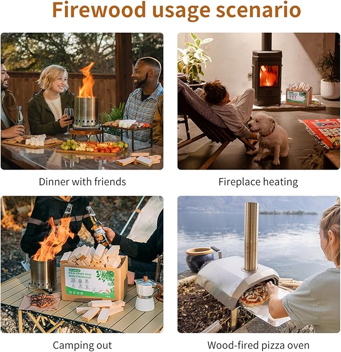 Mini Firewood with 8PCS Fire Starters 3.5'' Lengths Pine Kiln Dried Firewood Great Solo Stove Accessories Tool Prefect for Solo Stove Mesa, Tabletop Fire Pit, Solo Stove Mesa Sticks Wood