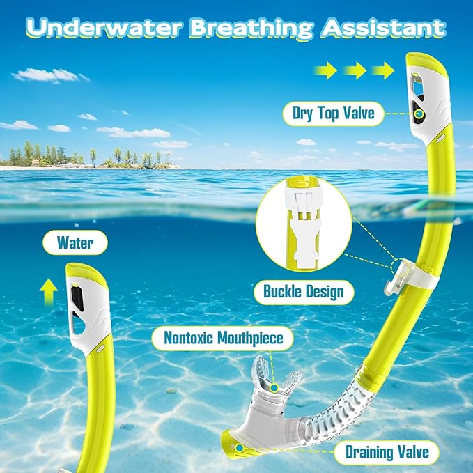 Snorkeling Gear for Kids, Kids Snorkel Set for Ages 3-14, Anti-Fog Diving Mask and Dry Top Snorkel Combo Set, Unisex Swimming Goggles