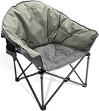 Colorsoul Oversized Camping Chairs Heavy Duty, Full Padded Foldable Camping Chairs for Adults with Cup Holders, Portable Camp Lawn Chairs for Outdoor, Support 450lbs,Yellow Grey