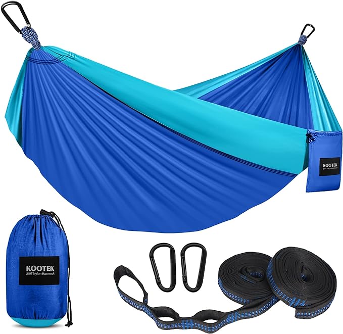 Kootek Camping Hammock, Portable Hammocks with Tree Straps & Attached Carry Bag, Camping Essentials Gear, Perfect for Outside Indoor Hiking Beach Backpack Travel