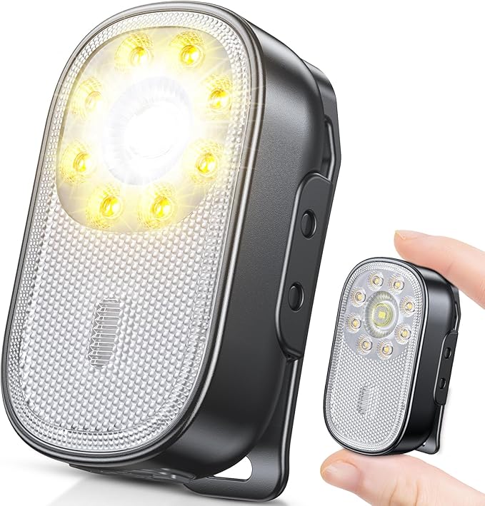 500LM Ultra Bright Running Lights for Runners, 10 Modes Mini EDC Flashlight with Spot & Flood Light, IP65 Waterproof Rechargeable Small Clip on Flashlight for Camping, Hiking, Jogging, Work