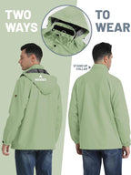 TACVASEN Men's Rain Jacket Lightweight Windbreaker with Hooded Water Resistant Outdoor Raincoat for Hiking Travel Camping