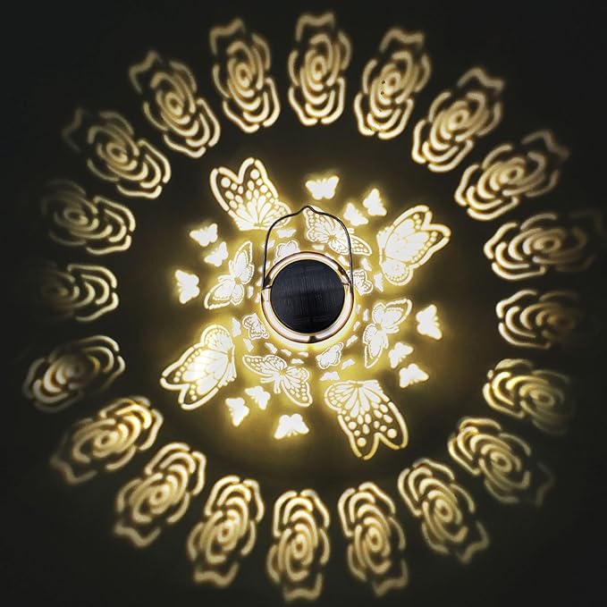 Upgraded Butterfly Solar Lights for Outside Garden Decor, Hanging Solar Lanterns Outdoor Waterproof Metal Butterfly Decorations for Patio, Yard, Pathway, Porch, Birthday Gifts for Women