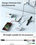 Temdan for Apple Watch Charger,4 in 2 USB C Cable for iPhone 17 Charger/Type C/Lightning/Micro USB,Multi Charging Cable Cord,Portable Travel Vacation Essentials Designed for iWatch &iPhone 16-12