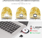 ATNKE LED Lighted Beanie Hat,USB Rechargeable 4 LED Running Headlamp Bright Cap with The Light Gifts for Men and Women