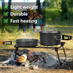 aiGear 3pcs Camping Cookware Mess Kit, Non-Stick Camping Pan Pot Kettle, Lightweight Aluminum, Collapsible Portable Camping Cooking Set for Outdoor Cooking Hiking Picnic