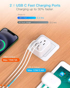 HANYCONY Brazil Power Adapter, Type N Plug Adapter with 2 Outlets 3 USB Ports (2 USB C), Travel Adapter for US to Brazil Brazilian Brasil