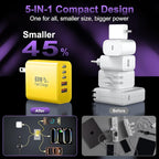 USB C Fast Wall Charger Block, 2Pack 60W USBC Charging Cubes, 5-Port PD+QC Power Adapter Multiport Brick Type C Box Plug for Phone 16/15/14/13/12/11/Pro Max/Plus, Pad Mini/Pro/S25/S24-Yellow