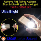 130dB Personal Safety Alarm Ultra Bright Strobe Light. Loud Sound Keychain Siren for Women, Children, Night Runners, Hiking. Bear Alarm Deterrent. SOS Emergency Self Defense Alerts. Black