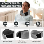 Travel Pillow, 100% Pure Memory Foam Travel Neck Pillow Airplane Neck Support Ergonomic Design for Traveling Suitable for Airplanes,Offices and Cars-Light Grey