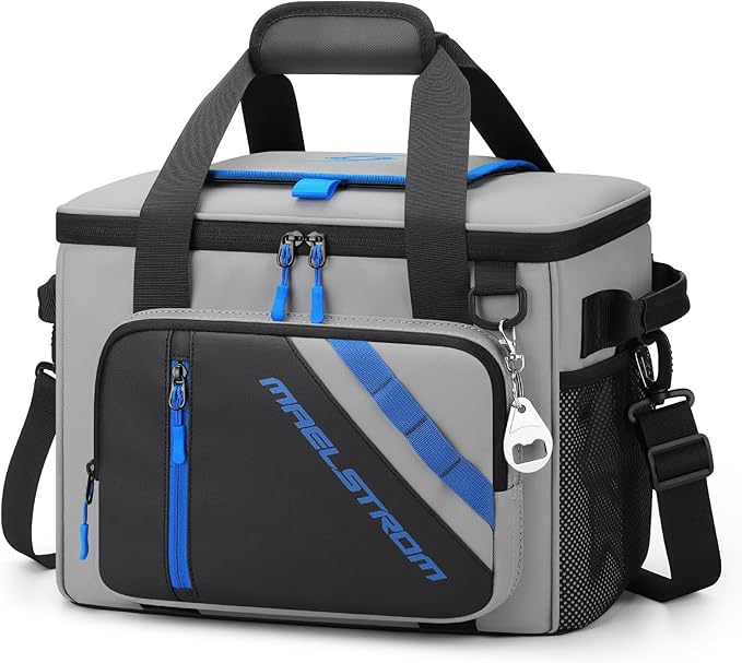 Maelstrom Cooler Bag, 30 Cans Beach Cooler, Large Leakproof Insulated Soft Cooler with Bottle Opener, Ice Chest, Portable Collapsible Cooler for Travel, Camping, Shopping
