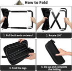 Hygite Portable Stool,10 Inch Small Folding Stool for Adults,Ultralight Black Camping Stools for Hiking and Fishing,Hold Up to 265 LBS