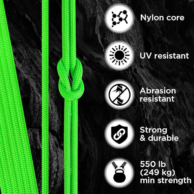 TECEUM 5/32" Paracord Rope 1000 – 1000ft / 200ft / 100ft / 50ft – Tactical Parachute Cord 4mm – 45+ Colors – Nylon String for Survival & Camping Gear – Stripe Cord for Survival – Utility Rope