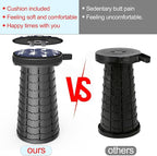 ALEVMOOM Upgraded Collapsible Stool with Cushion,440LBS Max Weight,17.7" Height Adjustable,Sturdy Portable Telescoping Stool,Folding Camping Stool for Outdoor Hiking Travel