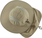 Home Prefer UPF 50+ Mens Wide Brim Fishing Hat with Neck Flap Sun Hat for Men Women Sun Protection Cap