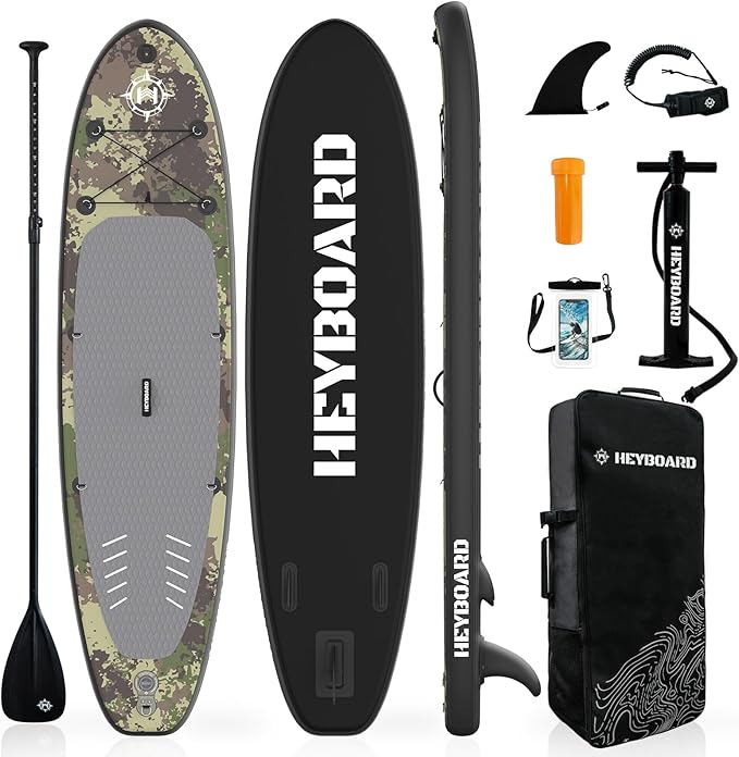 HEYBOARD Inflatable Stand Up Paddle Board 10'6"×32"×6" Standup Paddleboard with Premium SUP Accessories & Backpack, Non-Slip Deck, Waterproof Bag, Leash, Paddle, Hand Pump