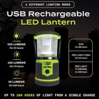 USB Rechargeable Camping Lantern, 400 Lumens LED Lantern, Hanging Tent Lamp, 6000mAh Power Bank, 200 Hour, 6 Modes, for Outdoors & Emergency