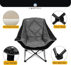 Folding Camping Chair,Oversized Portable Camping Chair with Cup Holder,Heavy Duty Padded Lawn Chair for Camping, Tailgates, Beach, and Sports
