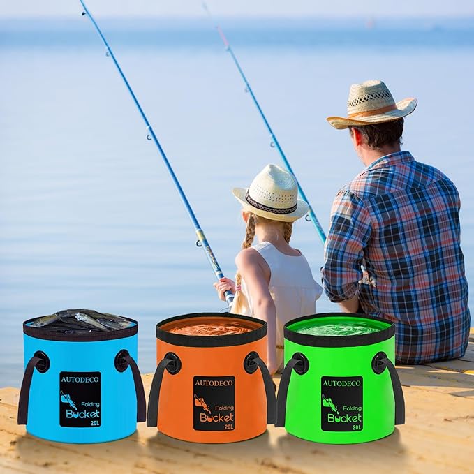 AUTODECO 20L Collapsible Bucket 5 Gallon Water Container Folding Water Bucket with Handle Portable Wash Basin