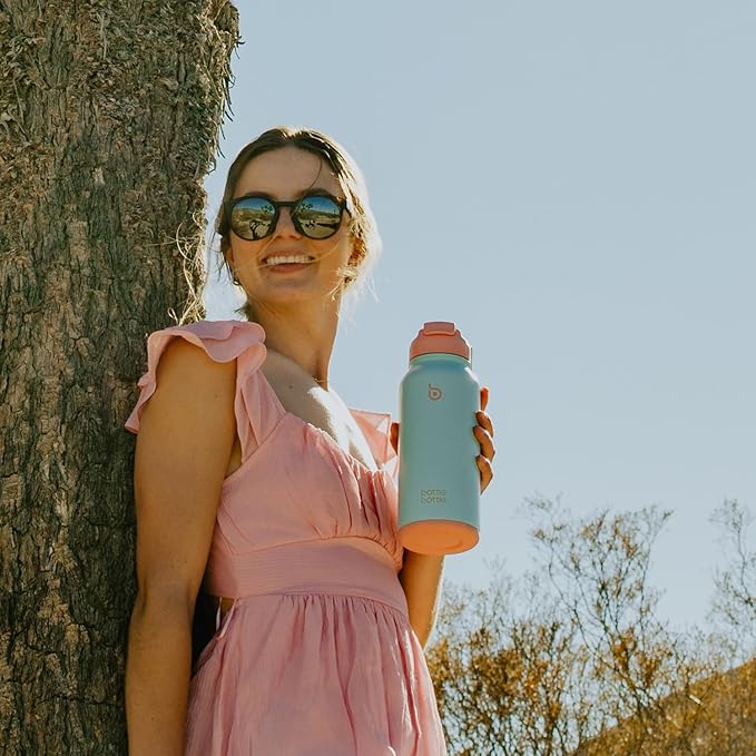 BOTTLE BOTTLE 32oz Insulated Water Bottle Stainless Steel Sport Water Bottle with Straw Dual-use Lid Design for Gym with Pill Box