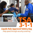 PACKISM Clear Toiletry Bag - 3 Pack TSA Approved Toiletry Bag Quart Size Bag, Travel Makeup Cosmetic Bag for Women Men, Carry on Airport Airline Compliant Bag, Black-Blue-White