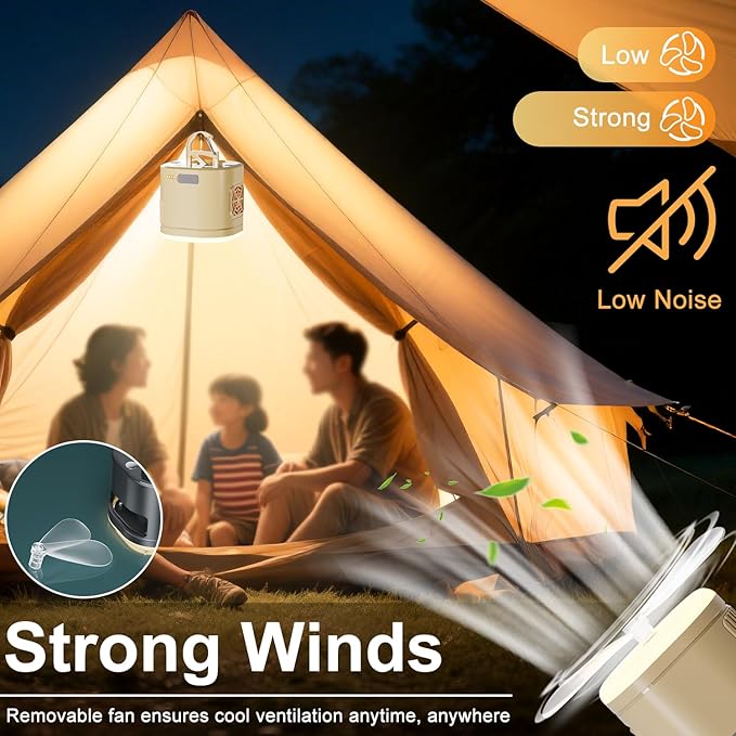 Portable Camping Light Camping Fan & Ultrasonic 3-in-1 Tent Lights USB Rechargeable 1200mAh Battery Outdoor LED Light & SOS Light ,with Hook Magnet Suitable for Indoor Outdoor Hiking (White)