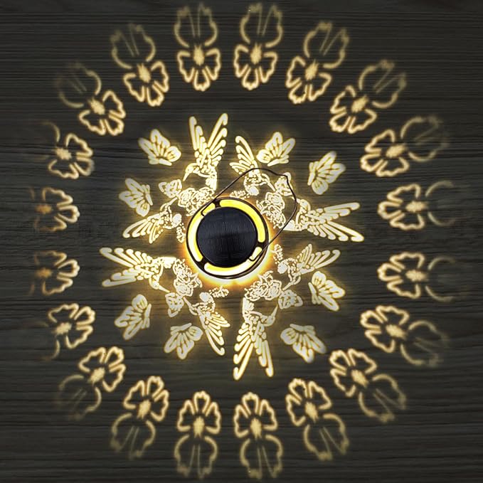 Upgraded Solar Hummingbird Lights for Outside Garden Decor Gifts for Women Mom Grandma, Metal Hanging Solar Lanterns Outdoor Waterproof with Copper Finish Lantern for Patio, Yard, Porch, Pathway