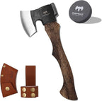 14.3" Hatchet, Camping Axe, Hand Forged Axe with Sheath, Bushcraft Axe with 1065 Carbon Steel and Beech Handle for Wood Splitting and Chopping – Perfect for Outdoor Survival and Adventures