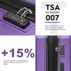 Kono 4 Piece Luggage Sets Expandable(only 28") Lightweight with Spinner Wheels TSA Lock Hardside Travel Rolling Suitcases 20in 24in 28in Carry on and 12in Mini Cosmetic Case Purple
