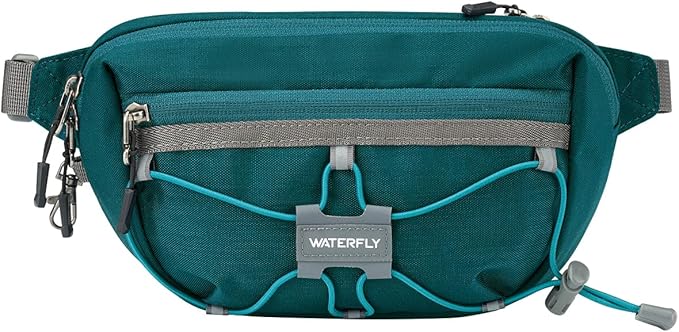 WATERFLY Lightweight Small Fanny Pack: 1.5L Mini Slim Crossbody Waist Belt Hip Bag with RFID Blocking, Anti-Theft & Water Resistant Pouch for Women Men Travel Hiking Running Walking EDC