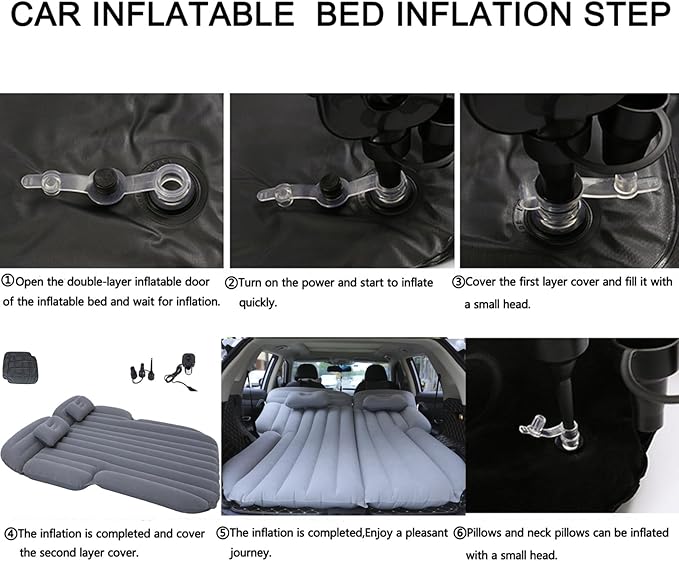 Inflatable SUV Air Mattress,Thickened Flocking Inflatable Car Camping Travel Air Mattress with 2 Pillows & Air Pump,Portable Car Sleeping Bed for SUV|MPV|Minivan