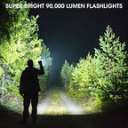 KINGCAESAR 3 Pack Flashlights 90,000High Lumens - Super Bright Rechargeable Flashlight with 5 Light Modes, IPX7 Waterproof Powerful LED Flash Light for Home, Camping