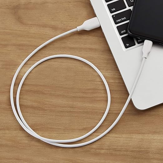 Amazon Basics USB-C to USB-A 2.0 Fast Charging Cable, 480Mbps Data Transfer Speed, USB-IF Certified, for Apple iPhone 16/15, iPad, Samsung Galaxy, Tablets, Laptops, 3 Foot, White