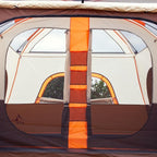 KTT Large Family Cabin Tent 10-12 Person,14.1X10X6.58ft,2 Rooms,3 Storage Pockets,2 Bay-Windows 3 Doors and 3 Windows with Mesh,Straight Wall,Waterproof,Double Layer,Big Tent for Outdoor,Camping