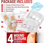 Emergency Wound Closure Strips - 4pk - 2 Types Sutures Free Laceration Closure Kit - Stitchless & Easy to Use - Butterfly Bandages for Cut Care - Perfect for Quick Stop Bleeding and Wound Closing