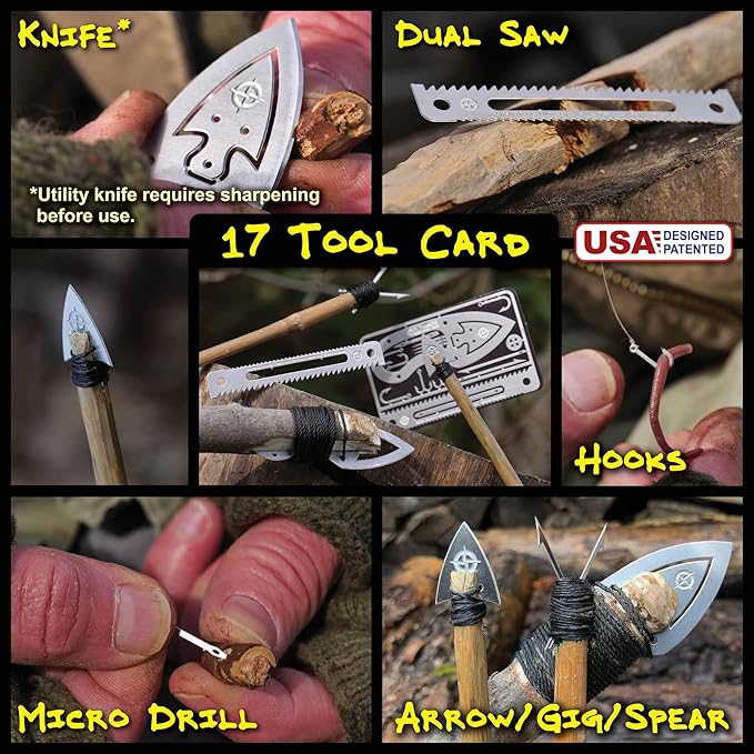 Tiny Survival Card - Fishing and Outdoor Wilderness Survival Set