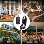 Odoland 8Pcs Camping Cooking Utensils Set for Family & Adults, Kitchen Utensil with Tongs, Scissors, Cutting Board, and Water Resistant Case for Picnic, Hiking, Backpacking, Outdoor Camping