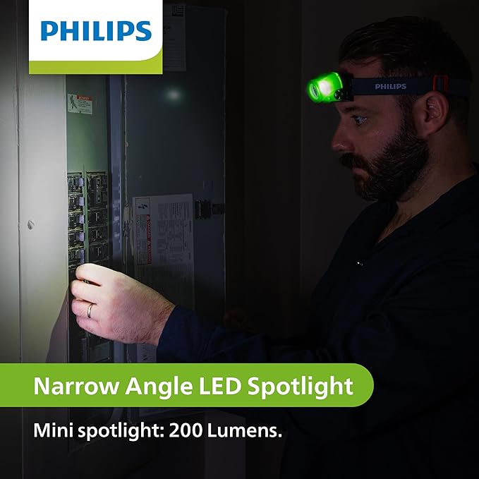 Philips Xperion 3000 LED Headlamp Work Light, 300 Lumen Professional Flashlight with Diffused Flood Light and Rotatable Spotlight for Mechanics, Running, Camping, Grilling, Outdoor Use