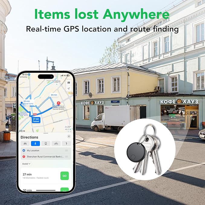 Air Tracker Tags-4 Pack: Smart Bluetooth Tracker, Item Finder Works with Apple Find My (iOS Only) App, Trakcer Tag Locator for Keys, Luggage, Satchel, weTag mini. (Not for Android Devices)