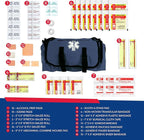 First Responder Trauma First Aid Kit Bag – Fully Stocked Emergency Medical Kit for Workplace, Vehicle & Home – OSHA & ANSI Compliant – Portable – Blue