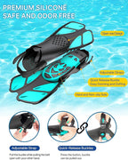 Snorkeling Gear for Adults Men Women,4 in 1 Snorkel Set with Panoramic View Diving Mask Anti-Fog Anti-Leak,Dry Top Snorkel,Fins and Travel Bag for Swimming,Snorkeling and Travel Diving