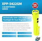 Nightstick XPP-5422GM Intrinsically Safe Dual-Light Flashlight w/Magnets-3 AA (not Included) -Green-UL913, Multicolor