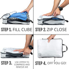 Extra Large Compression Packing Cube 6 Piece Set for Travel and Check Luggage by TRIPPED Travel Gear