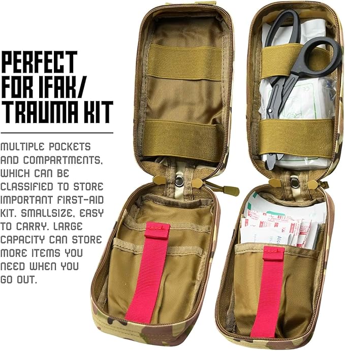 Tactical Trauma Kit Emergency First Aid Stop The Bleed Ifak Refill, Ifak Med Kit Trauma Refill Military Medical Supplies Kit Pack for Duty Belt