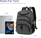 Boavan Laptop Backpack for men, 15.6 inch Laptop Bag with USB Port, Waterproof Travel Work Backpack Purse, Anti-Theft Teacher Nurse Doctor Casual Bookbags Office Business backpack，Grey