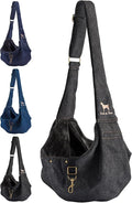 Noah & Paw Dog Sling Carrier for Small Dogs 5-18lb, Dog Sling for Small Dogs and Cats, Dog Carrier with Adjustable Padded Strap, Premium Denim, Lined with Fur, Double Safety Feature, Machine Washable